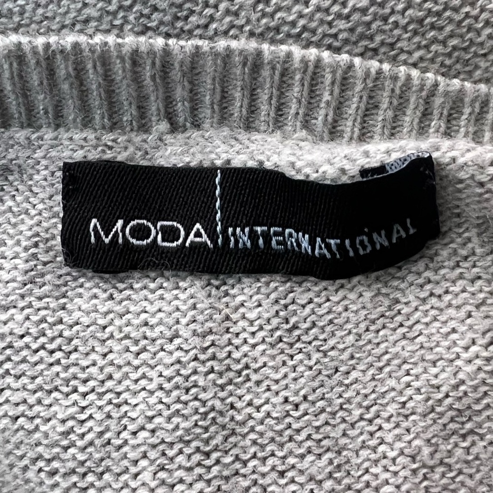 Moda International Cashmere/Cotton Light Gray V-Neck Long Sleeve Tunic Sweater S - Picture 7 of 8